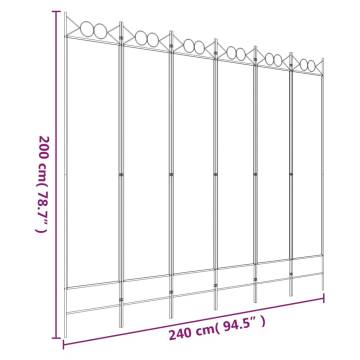 6-Panel Room Divider White - Versatile & Durable | Hipomarket