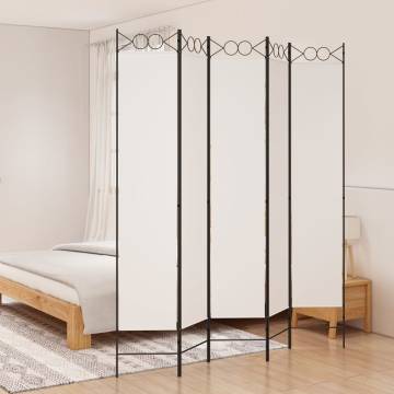 5-Panel Room Divider White 200x220 cm - Stylish Privacy Solution