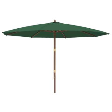 Green Garden Parasol with Wooden Pole - 400x273 cm