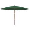 Green Garden Parasol with Wooden Pole - 400x273 cm