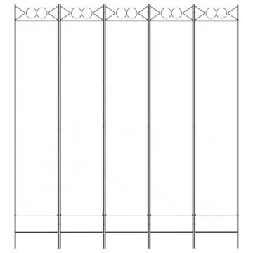 5-Panel Room Divider White 200x220 cm - Stylish Privacy Solution