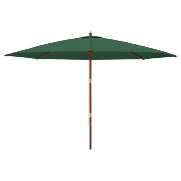 Green Garden Parasol with Wooden Pole - 400x273 cm