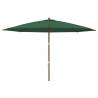 Green Garden Parasol with Wooden Pole - 400x273 cm