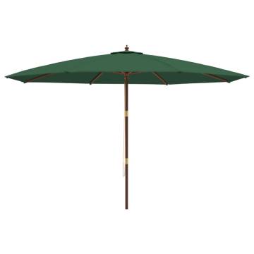 Green Garden Parasol with Wooden Pole - 400x273 cm