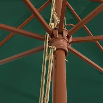 Green Garden Parasol with Wooden Pole - 400x273 cm