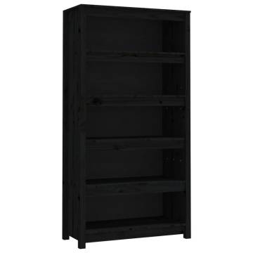 Book Cabinet Black 80x35x154 cm - Solid Wood Pine Storage