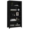 Book Cabinet Black 80x35x154 cm - Solid Wood Pine Storage