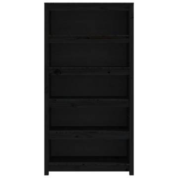 Book Cabinet Black 80x35x154 cm - Solid Wood Pine Storage