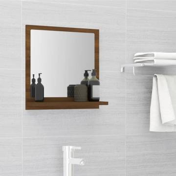 Brown Oak Bathroom Mirror - Engineered Wood | 40x10.5x37 cm