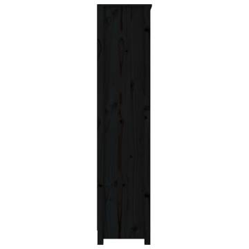 Book Cabinet Black 80x35x154 cm - Solid Wood Pine Storage