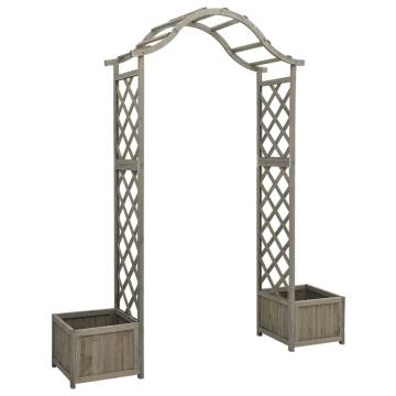 Garden Pergola with Planter - Grey Solid Firwood | HipoMarket