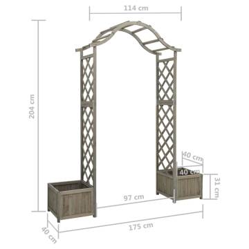 Garden Pergola with Planter - Grey Solid Firwood | HipoMarket