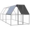 Outdoor Chicken Cage 2x6x2 m Galvanised Steel Colour silver and silver grey Size 2 x 6 x 2 m Model with partially-covered roof 