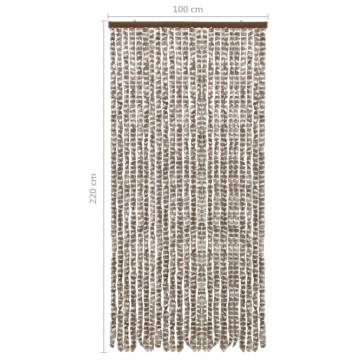 Insect Curtain Taupe & White 100x220 cm - Chenille Design