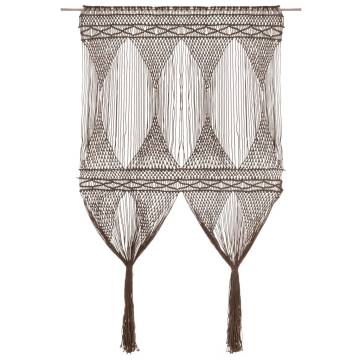 Macrame Curtain Taupe 140x240 cm - Decorative Cotton Curtain