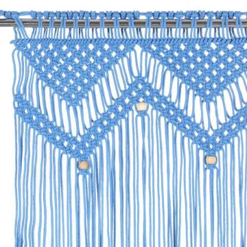 Macrame Curtain Blue 140x240 cm Cotton - Stylish Decor