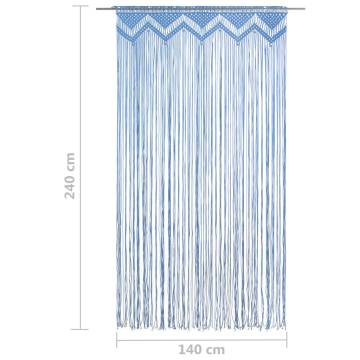 Macrame Curtain Blue 140x240 cm Cotton - Stylish Decor