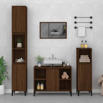 3 Piece Bathroom Furniture Set - Brown Oak & Engineered Wood