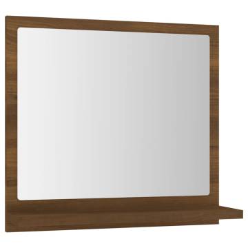 Brown Oak Bathroom Mirror - Engineered Wood | 40x10.5x37 cm