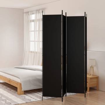 4-Panel Black Room Divider - Space Separation & Privacy