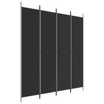 4-Panel Black Room Divider - Space Separation & Privacy