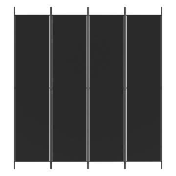 4-Panel Black Room Divider - Space Separation & Privacy