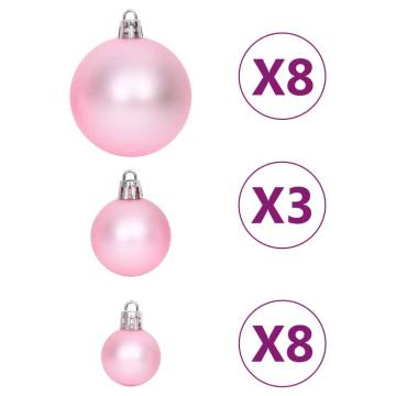 65 Piece Christmas Bauble Set - Pink, Red & White | Hipo Market