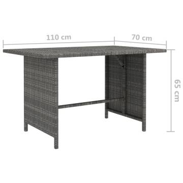 Grey Garden Dining Table 110x70 cm - Stylish & Durable