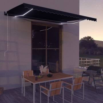 Manual Retractable Awning with LED - 500x300 cm Anthracite