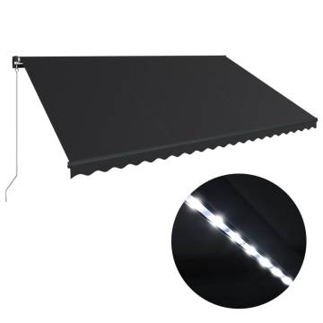 Manual Retractable Awning with LED - 500x300 cm Anthracite