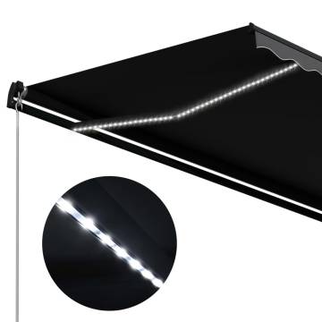 Manual Retractable Awning with LED - 500x300 cm Anthracite