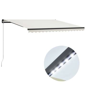 Manual Retractable Awning with LED - 400x300 cm Cream