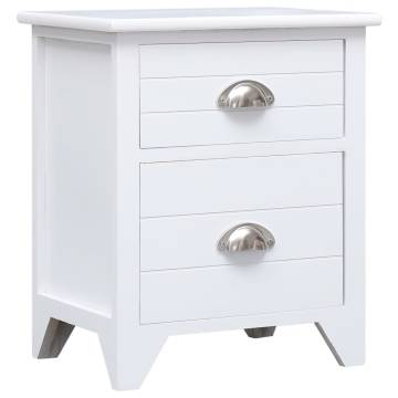 Elegant White Nightstand - 38x28x45 cm Paulownia Wood