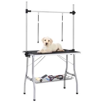 Adjustable Dog Grooming Table with Loops & Basket | HipoMarket