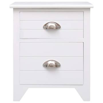 Elegant White Nightstand - 38x28x45 cm Paulownia Wood