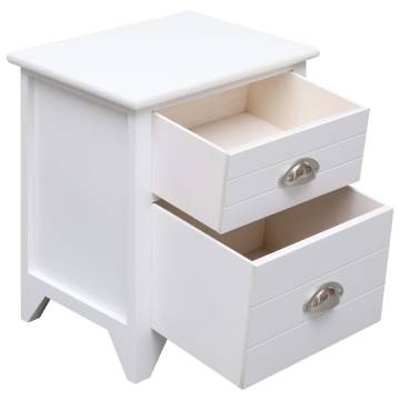 Elegant White Nightstand - 38x28x45 cm Paulownia Wood