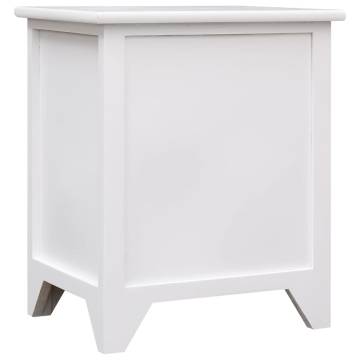 Elegant White Nightstand - 38x28x45 cm Paulownia Wood