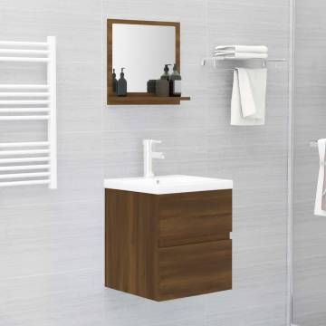 Brown Oak Bathroom Mirror - Engineered Wood | 40x10.5x37 cm