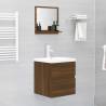 Brown Oak Bathroom Mirror - Engineered Wood | 40x10.5x37 cm