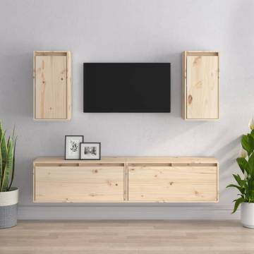 Elegant 4-Piece Solid Wood Pine TV Cabinets | HipoMarket