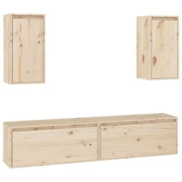 Elegant 4-Piece Solid Wood Pine TV Cabinets | HipoMarket