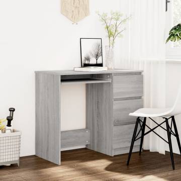 Elegant Grey Sonoma Desk - 90x45x76 cm Engineered Wood