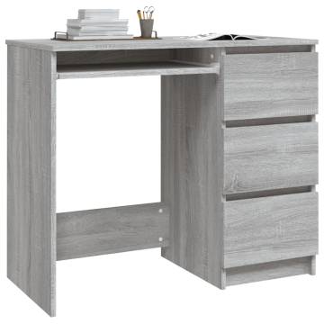 Elegant Grey Sonoma Desk - 90x45x76 cm Engineered Wood