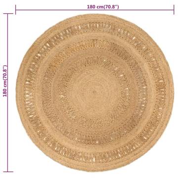 Hand-Braided Jute Area Rug - 180 cm Round | HipoMarket