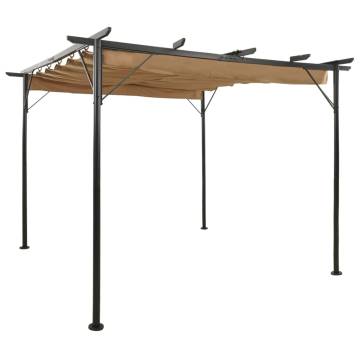 Taupe Pergola with Retractable Roof 3x3m - Durable Steel