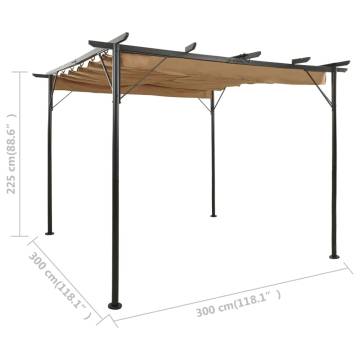 Taupe Pergola with Retractable Roof 3x3m - Durable Steel