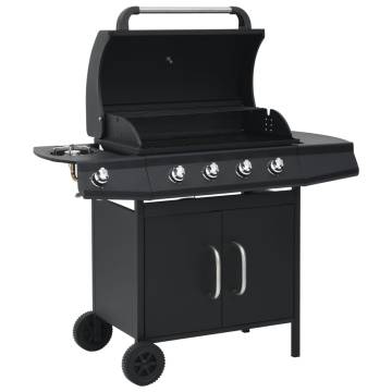 Gas Barbecue Grill 4+1 Cooking Zones - Black Steel | HipoMarket