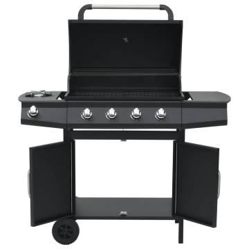 Gas Barbecue Grill 4+1 Cooking Zones - Black Steel | HipoMarket