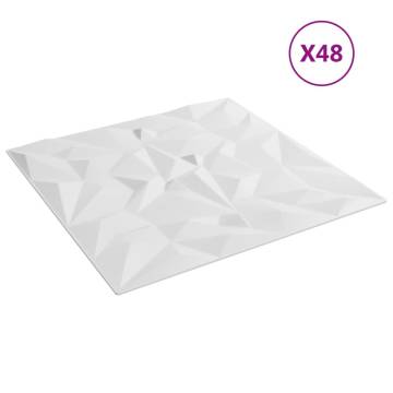 Wall Panels 48 pcs White 50x50 cm XPS - Amethyst Design