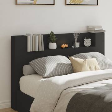 Stylish Black Headboard Cabinet with RGB LED - 160x16.5 cm